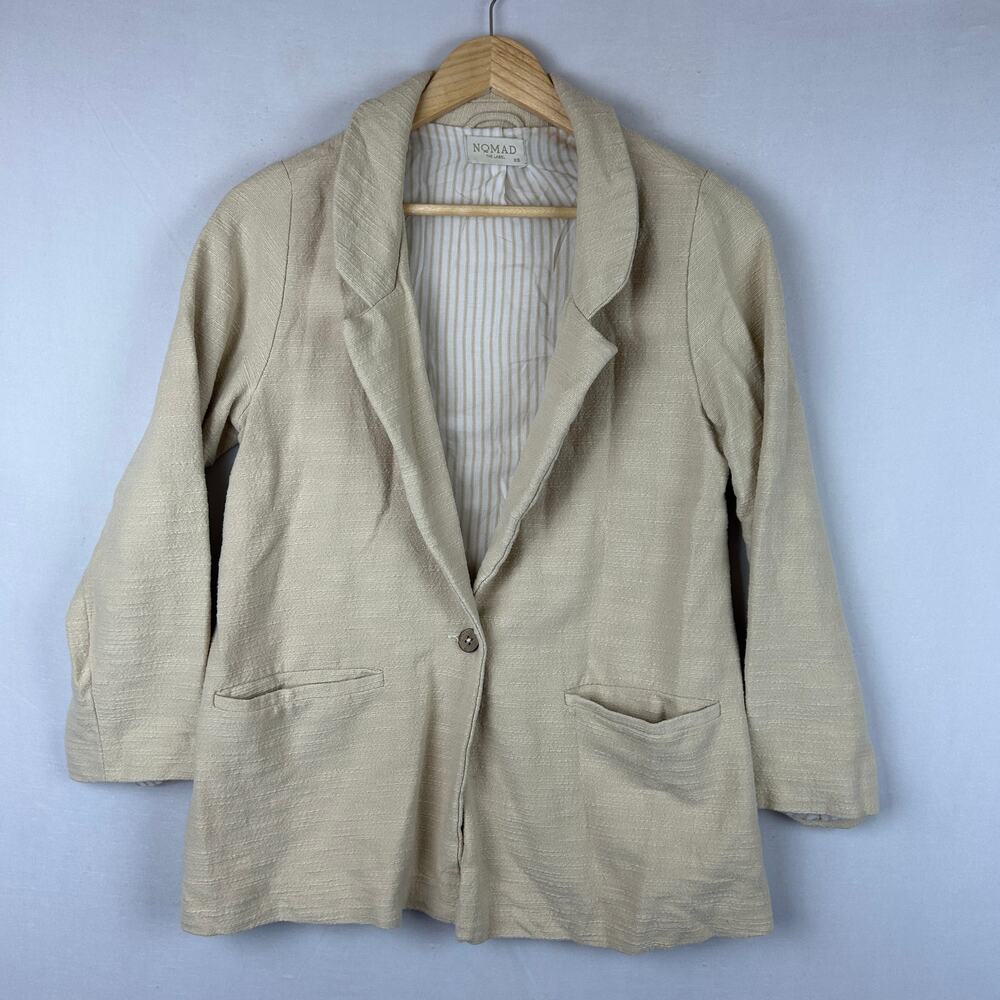 Nomad the Label Beige Blazer Jacket One Button Women's Size XS